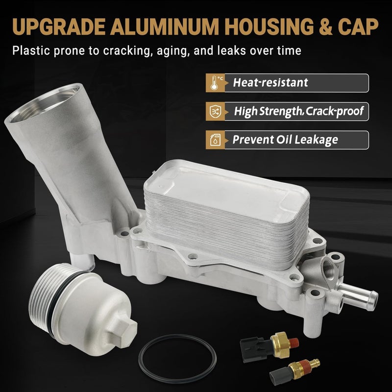 ZARDETO 926-959 Upgrade Aluminum Engine Oil Filter Housing Oil Cooler Kit for 2017-2018 Jeep Wrangler Grand Cherokee Dodge Challenger Charger Journey Caravan Durango Chrysler 200 300 Ram ProMaster 3.6 926-876 - Image 3